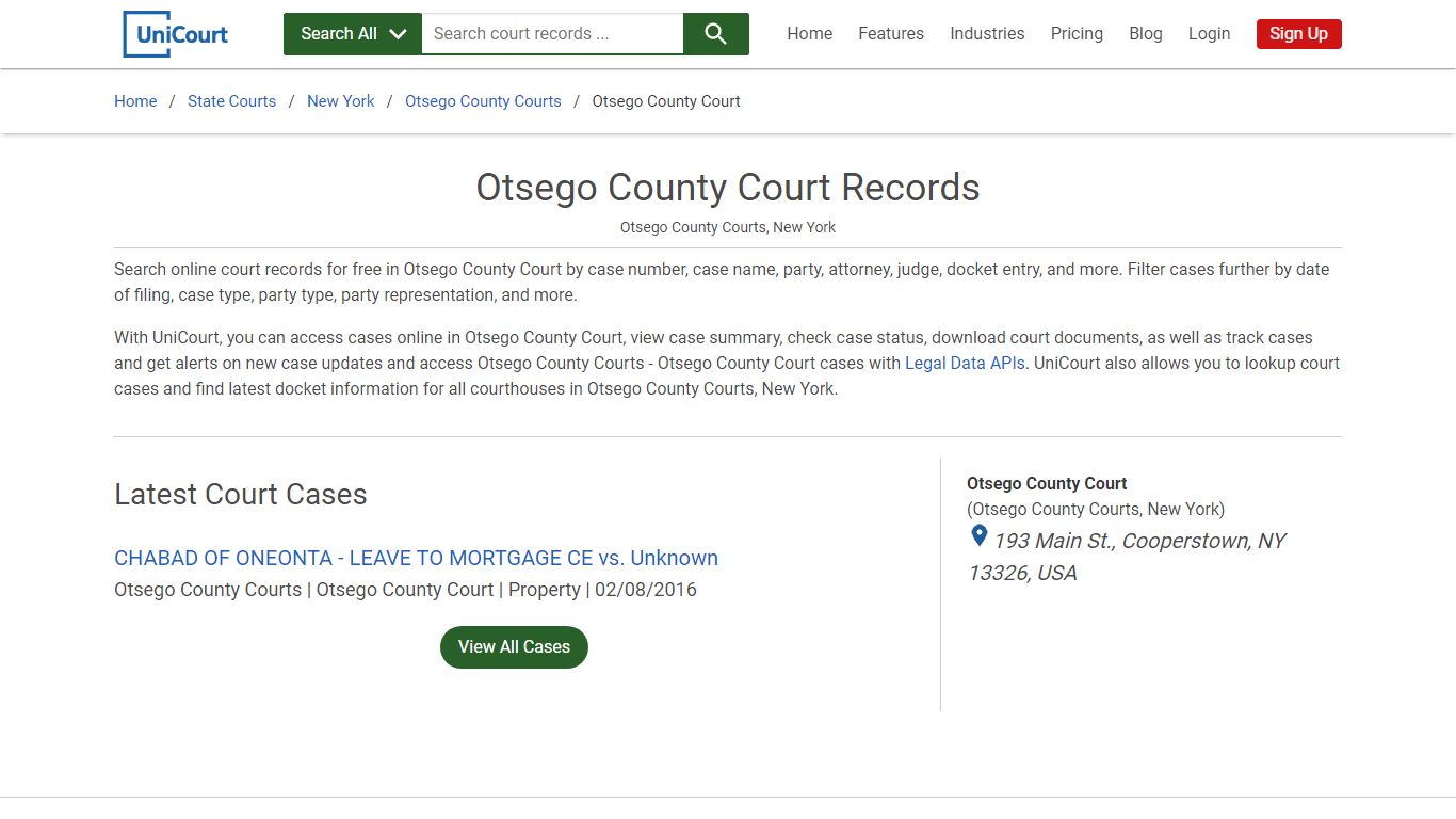 Otsego County Court Records | Otsego | UniCourt