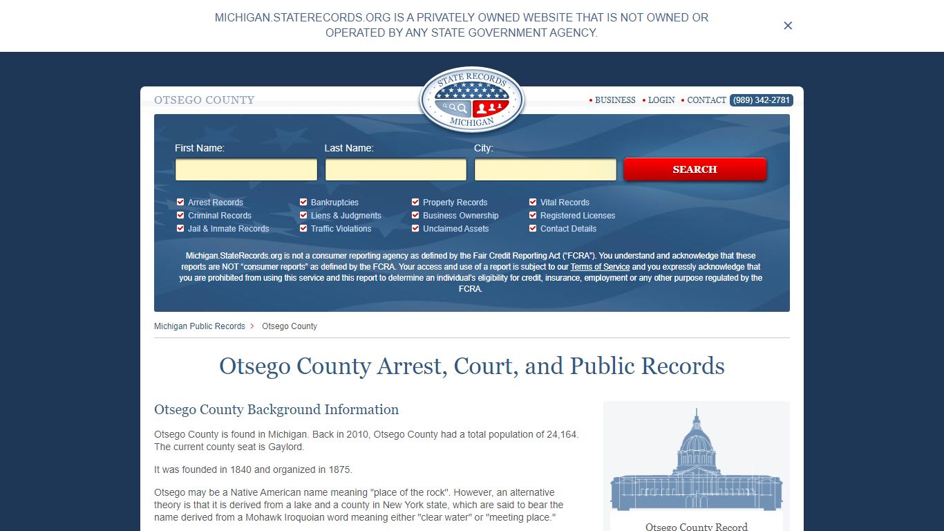 Otsego County Arrest, Court, and Public Records