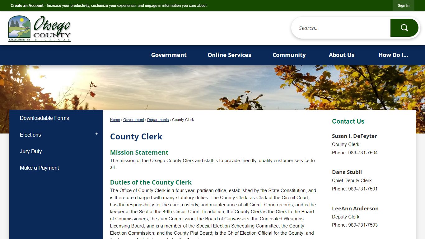 County Clerk | Otsego County, MI